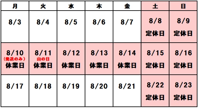ウェルネスプラス夏季休業